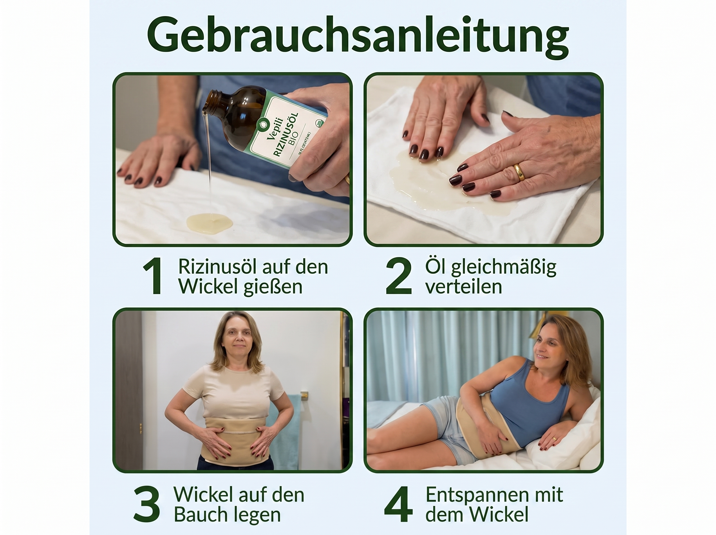 Vepili Rizinusöl-Wickel Set für Bauch & Leber