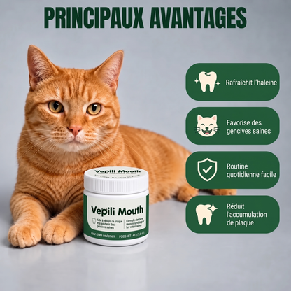 2x Vepili Soin buccodentaire pour chats — haleine fraîche et dents propres