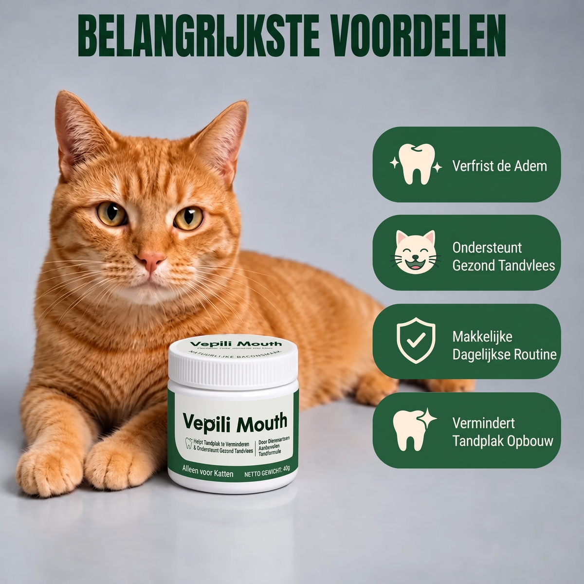 2x Vepili Mondzorg voor Katten – Schoon Gebit & Frisse Adem