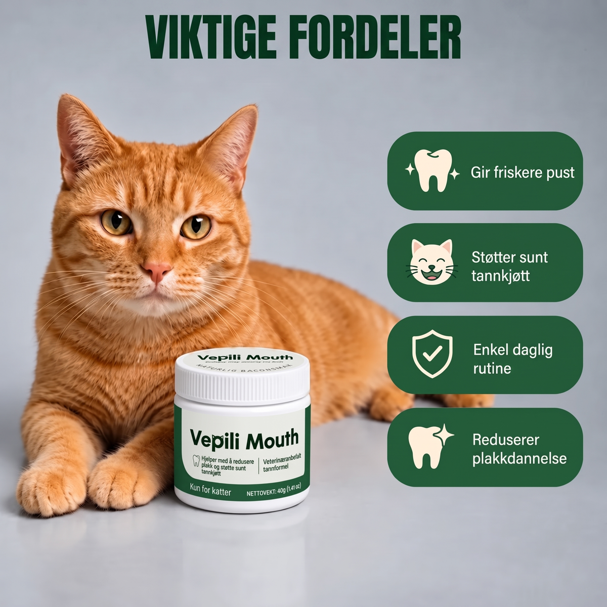 2x Vepili Munnpleie for Katt