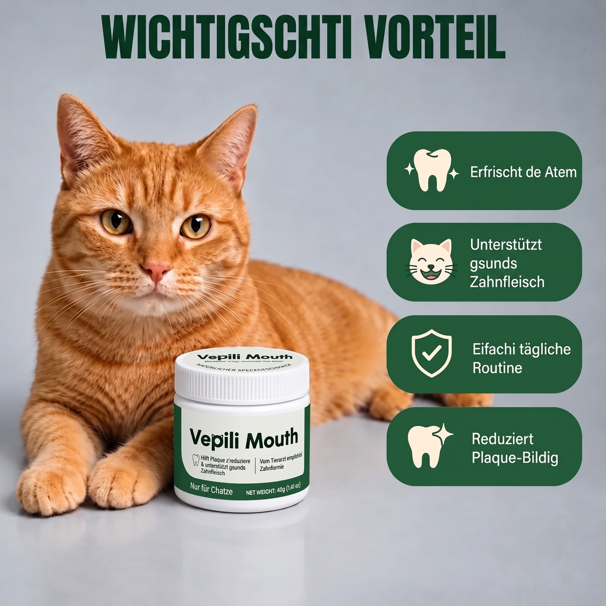 2x Vepili Zahn- & Maulpflege für Katzen – frischer Atem ohne Zähneputzen