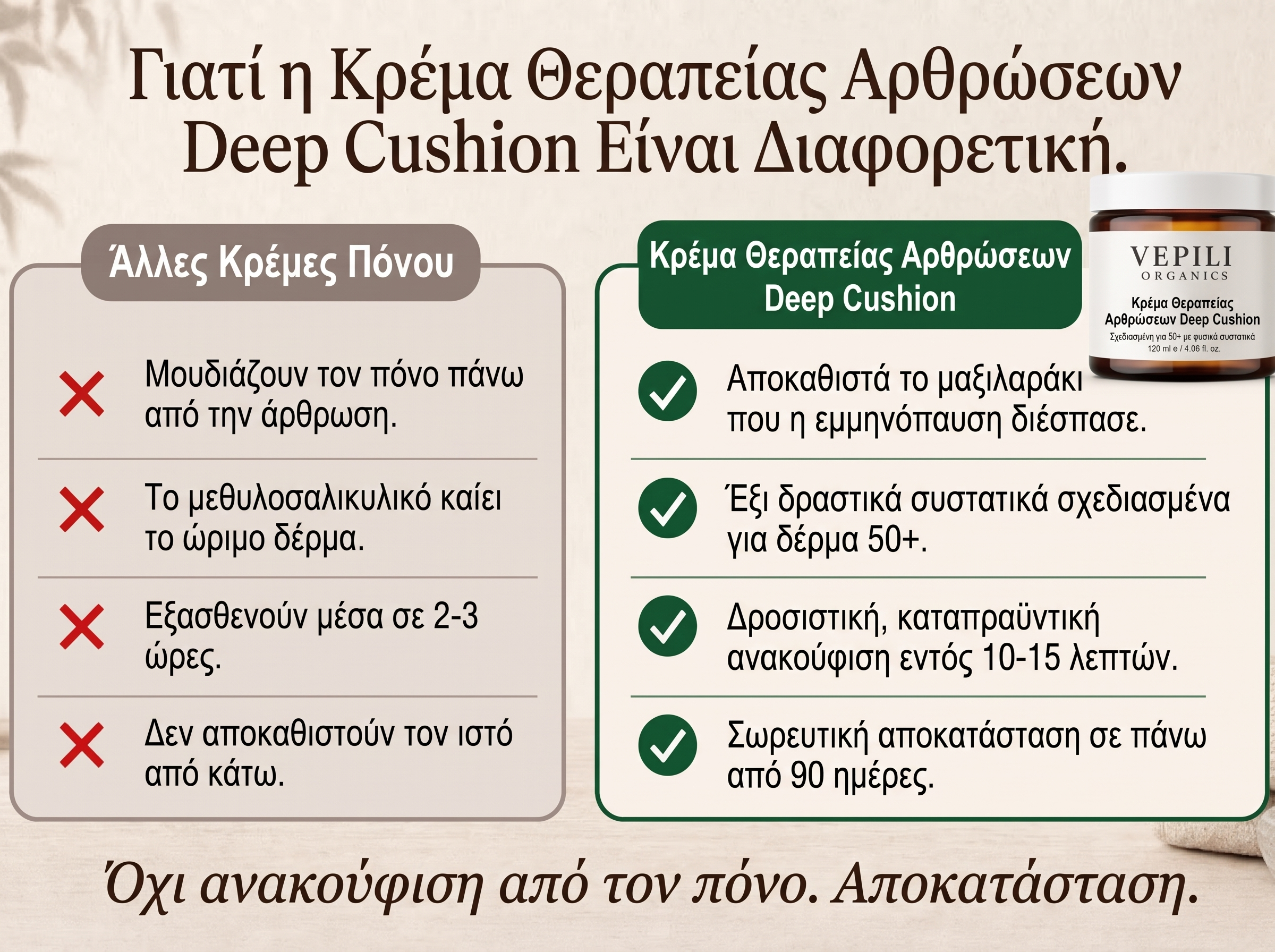 Vepili Organics Κρέμα Βαθιάς Ανακούφισης για τις Αρθρώσεις