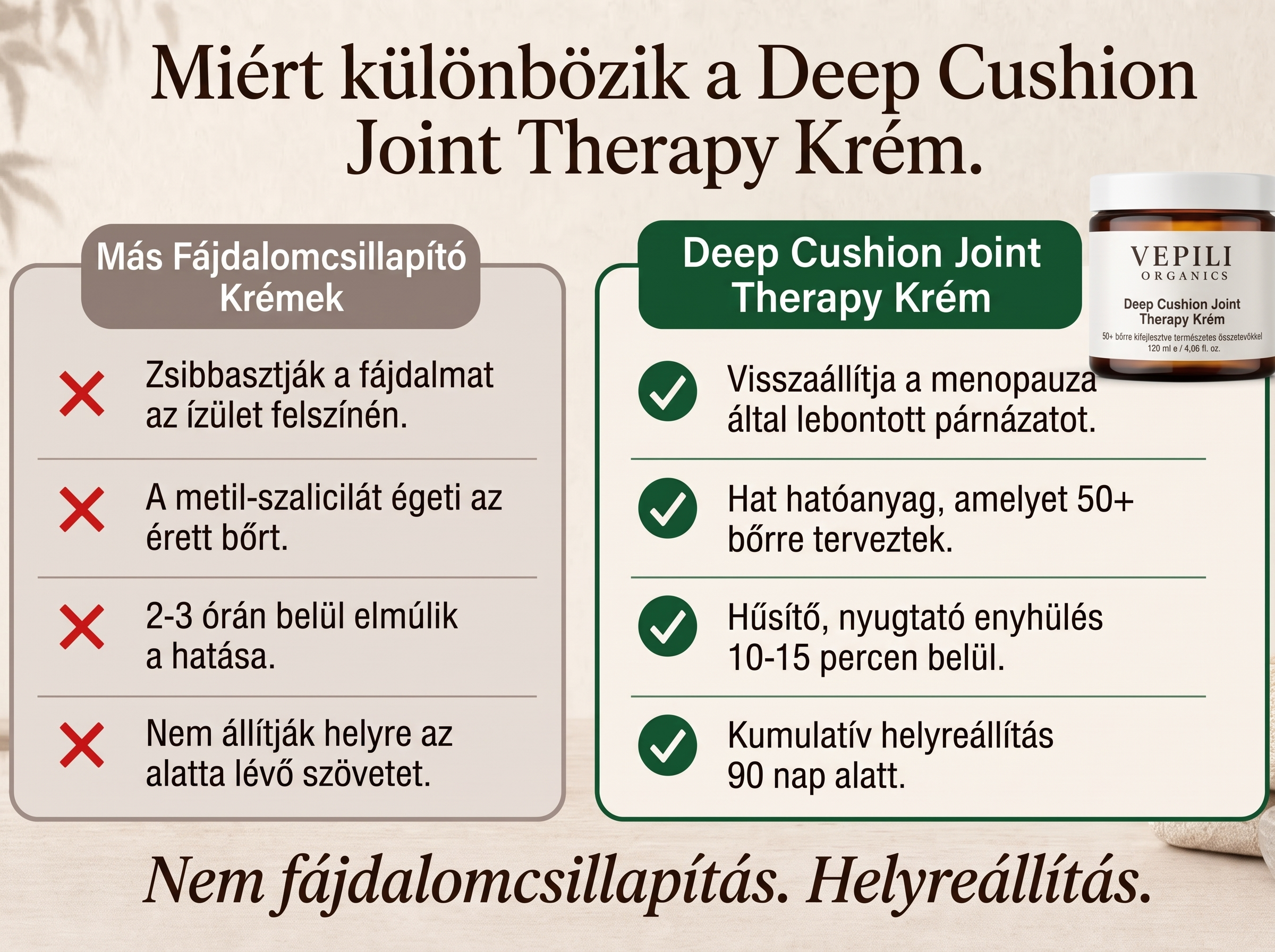 Vepili Organics Mélyhatású ízületápoló krém – párnázó komfort a fájó ízületeknek