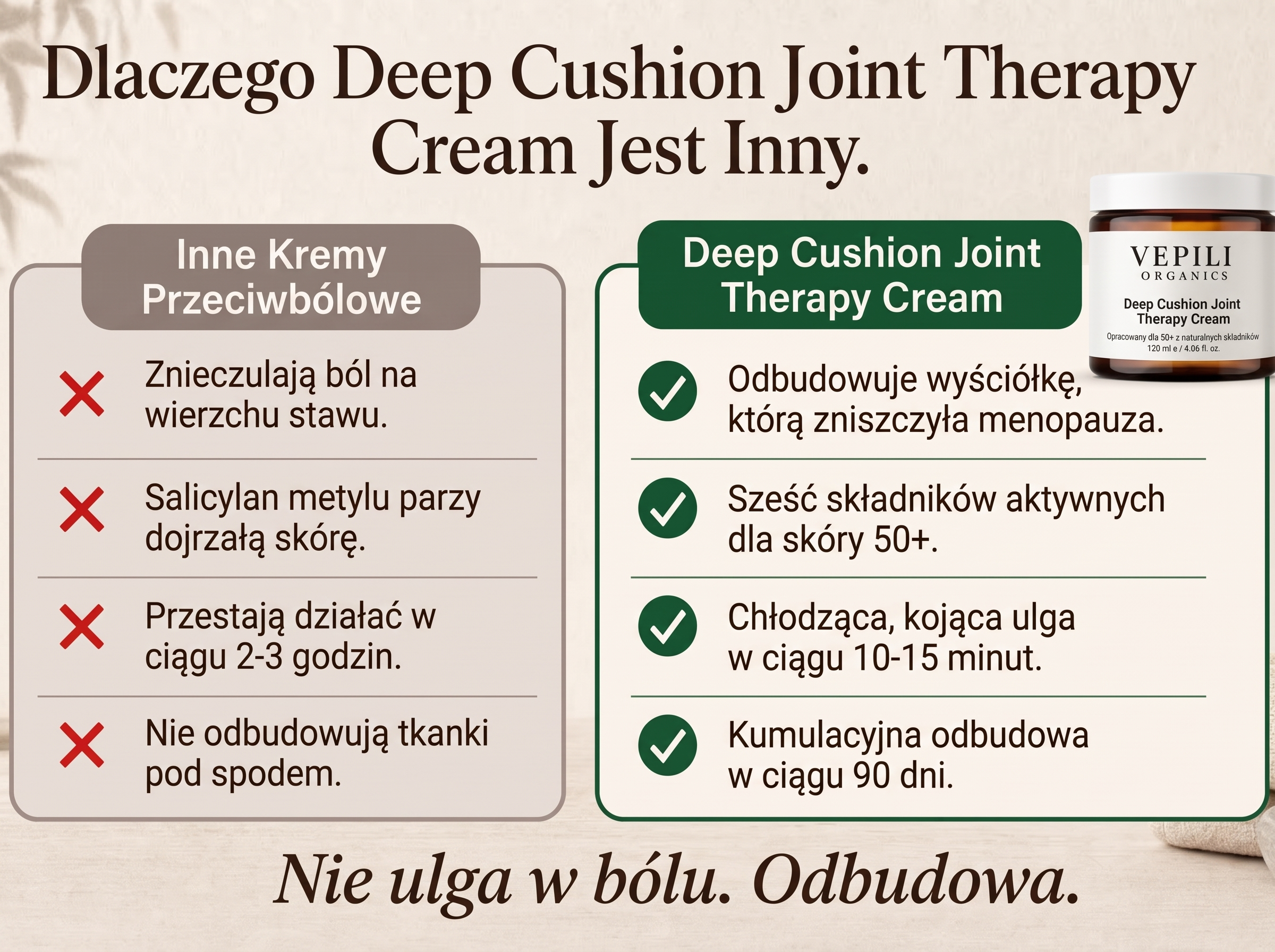 Vepili Organics Deep Cushion – krem na bóle stawów, głęboka ulga i regeneracja
